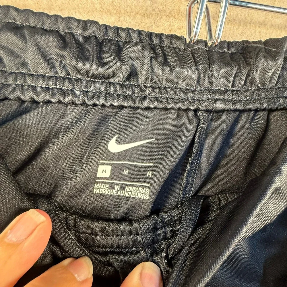 Nike Mens Black Track Pants Grey Side Stripe Straight Leg Size Medium